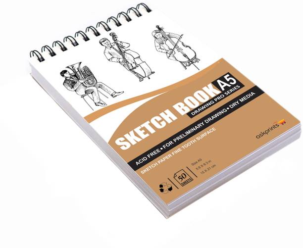 Askprints A5 Top Spiral-Bound Sketchbook for Artists | Sketching and Drawing Doodling Sketch Pad