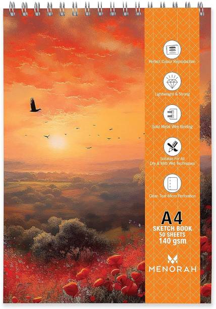 MENORAH A4-Sketch Book For Artist-Oil Paint Drawing Books-100 Pages/50 Sheets Sketch Pad Sketch Pad