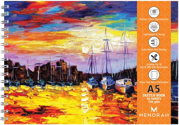 MENORAH A5 Sketch Artist Book- Drawing Notebook- (50 Sheets) Sketch Pad