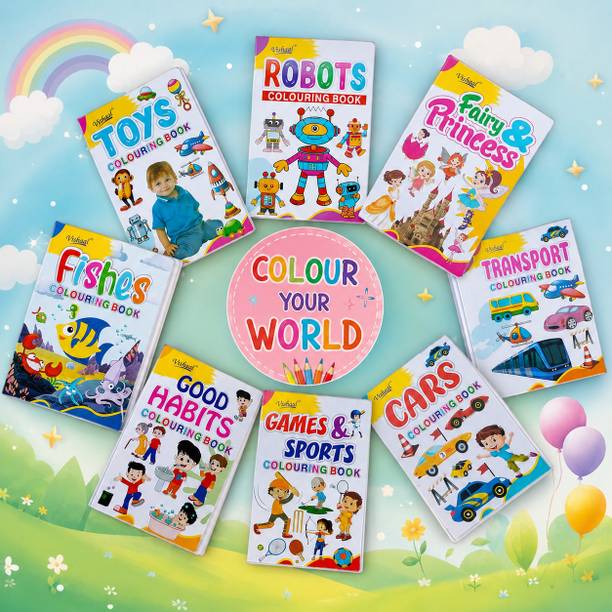 Torsa Enterprises Set of 8 colouring Book for Kids Sketch Pad