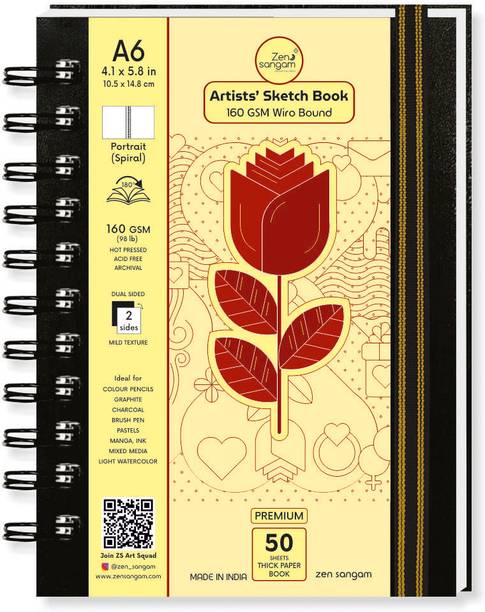 Zen Sangam Express your Mind A6 Wiro Bound 160 GSM Sketchbook |Size 14.8x10.5cm | Artist Drawing Book Sketch Pad