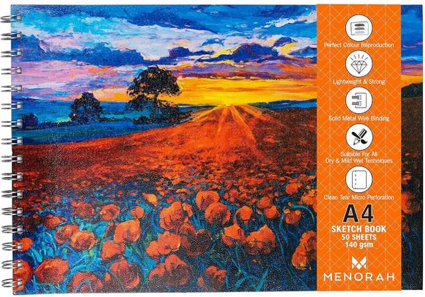MENORAH A4-Sketch Book For Artist-Oil Paint Drawing Books-100 Pages/50 Sheets Sketch Pad Sketch Pad
