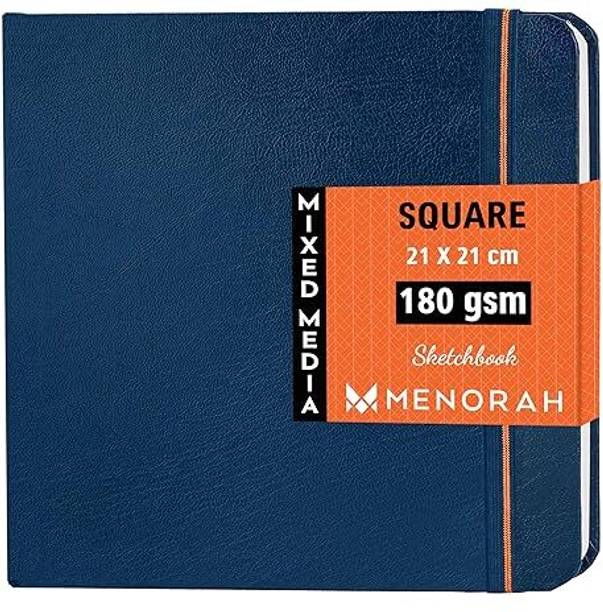 MENORAH Square SketchBook For Artist - 180 Gsm-Hard Bound- 100 Pages/50 Sheets-Blue Sketch Pad