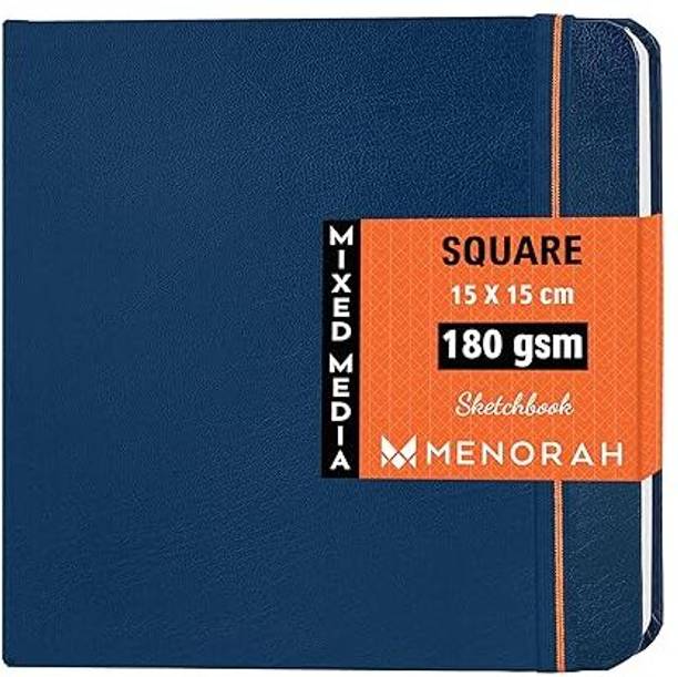 MENORAH Square SketchBook For Artist-180 Gsm-Hard Bound- 100 Pages/50 Sheets- Dark Blue Sketch Pad