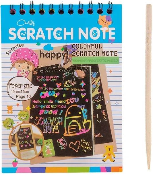 ECOMSHREEJI Rainbow Magic Paper Sheet Art Scratch Book For Kids 4+ Sketch Pad