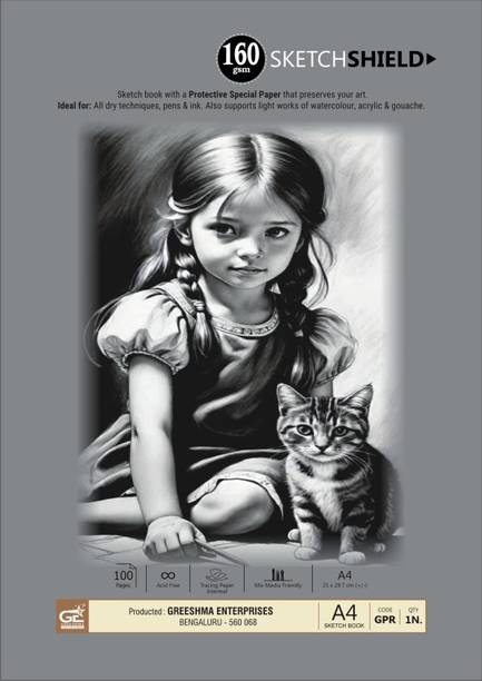 Greeshma A4 Artist Drawing Book - 100 Pages 160 GSM wiro Bound Sketch Pad