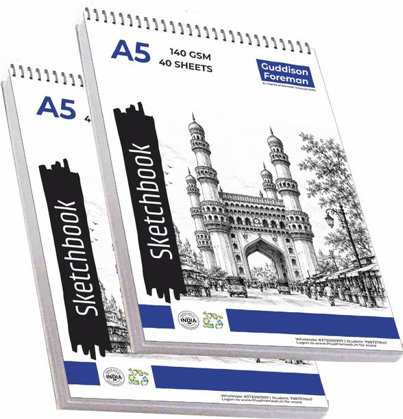 Guddison Foreman A5 Drawing book / Sketchbook | 40 Sheets (80 Pages) | Cartridge Sketch Pad