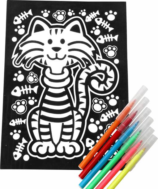 spartan kids Tiger Velvet Art Board for 3 to 5 year old kids - Fun Colouring Art Kit for Kids Sketch Pad