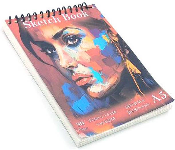 SHARMA BUSINESS Soft Cover Bound HQ Sketch Book Set of 1 Spiral Bound 80 Pages Sketch Pad