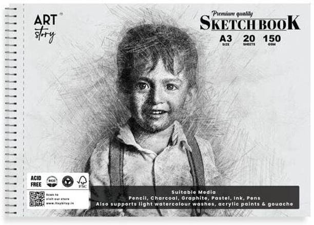 LITTLE BIRDIE Sketch Book Premium Quality A3 Wire O Binding 150gsm 20Sheets Sketch Pad