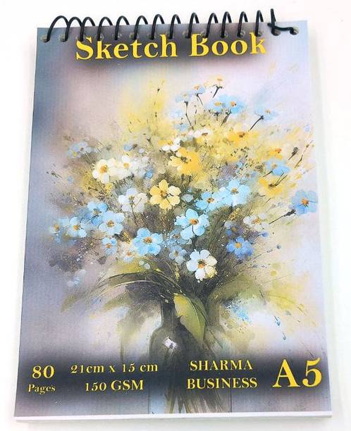 KRASHTIC A5 Sketchbook 80 Pages Sprial Bound Sketch For Kids Beginners Artists Set of 1 Sketch Pad