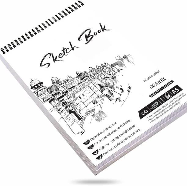 QUAKEL (AK-3) A5 SketchBook | 50 Sheet | 140GSM | Durable, Drawing Paper |(Pack of 1) Sketch Pad
