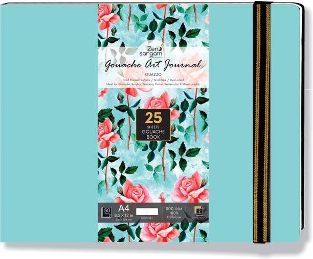 Zen Sangam Express your Mind A4 Gouache Premium Art Journal Landscape 300 GSM - Gouache Book-Sky Blue Sketch Pad