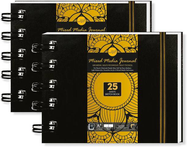 Zen Sangam Express your Mind A7 (Pack of 2)Landscape Artists’- 230 GSM Spiral Mixed Media Art Journal- Sketch Pad