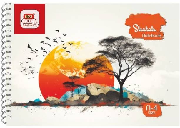 First Click A4 Spiral Sketch Pad Notebook 140 GSM 50 Drawing Sheets+50 Butter Papers Sketch Pad