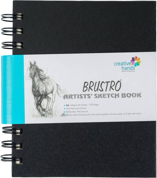 BRuSTRO Artists Small Wiro Bound Sketch Book, A6 Size, 120 Pages, 160 GSM Sketch Pad