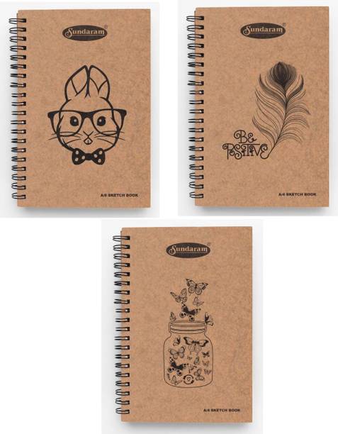 SUNDARAM Artist Sketch Book Collection D-13, D-14 & D-15 | Pack of 12 Each| 100 Page Each Sketch Pad
