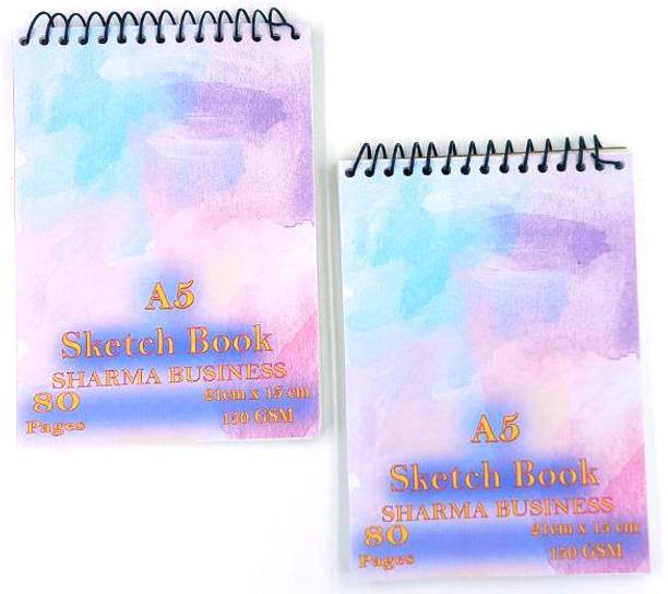 KRASHTIC Sketch Book Wiro Bound A5 Size Sketch Book For Drawing and Sketching Set of 2 Sketch Pad