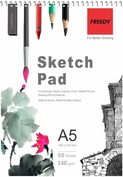 Freedy 50 Sheet A5 Sketchbook Pack of 1-5.8 x 8.3 Inch 140 GSM Sketch Pad