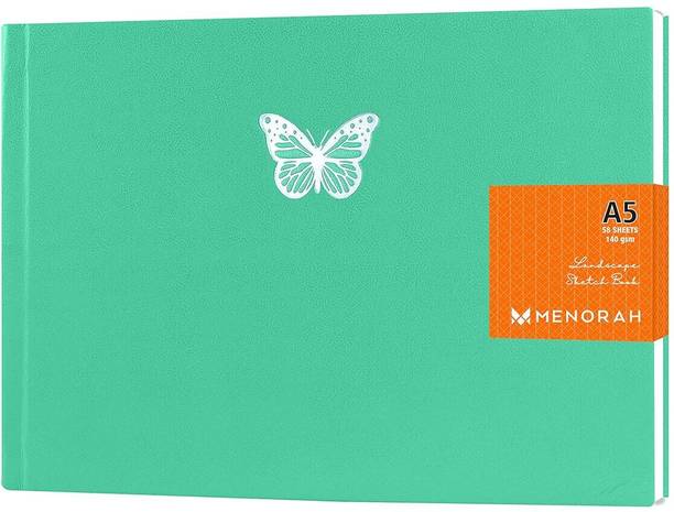 MENORAH A5 Artists CASSATA Sketch Book -140 GSM (116 Pages)- Hard Case Bound- Landscape Sketch Pad