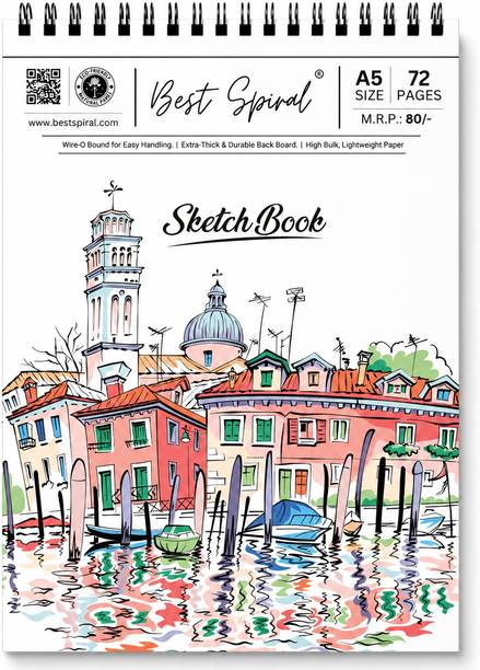 Best Spiral A5 Sketch Book 72 Pages 140 GSM Sketch Pad