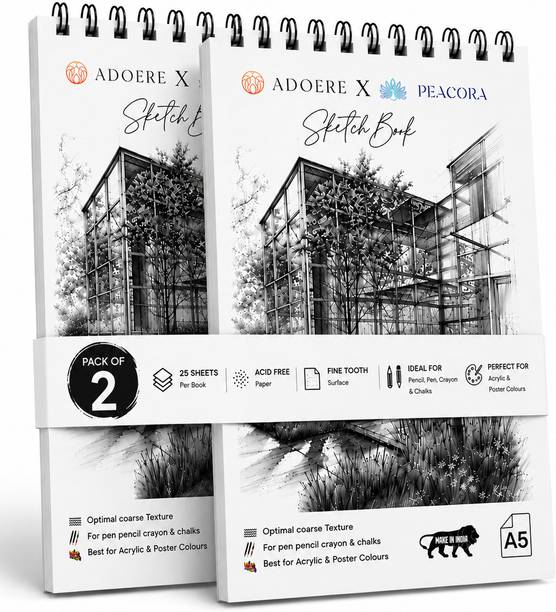 Adoere A5 Spiral Sketch Book | 140 GSM Acid-Free Paper for Artists & Students Sketch Pad