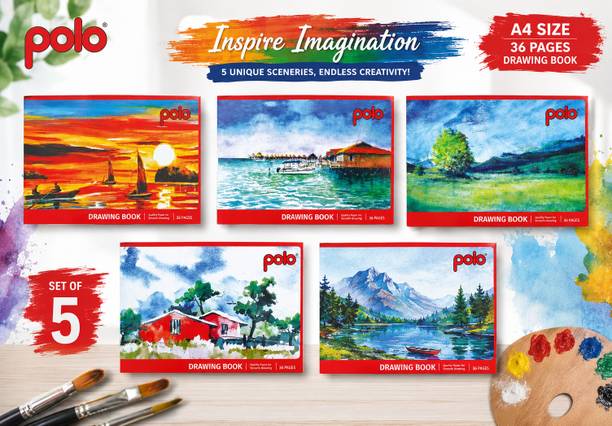 POLO A4 Drawing Book 36 Pages | Sketch Book for Kids & Students Sketch Pad