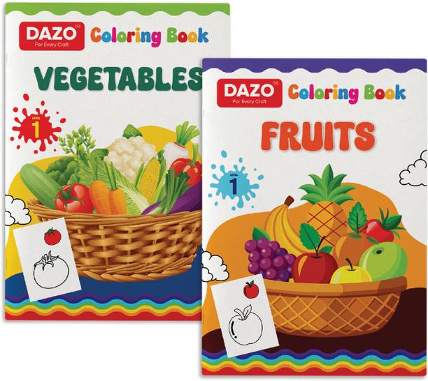 dazo Coloring Book | Vegetables & Fruits | A4 Size | Boosts Creativity & Focus Sketch Pad