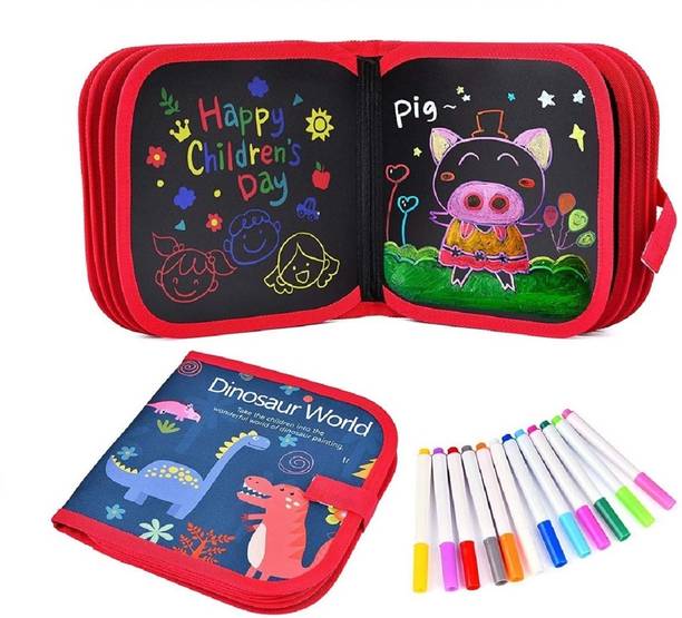 Zordik Erasable Drawing Doodle book reusable drawing book with 12 color pens Sketch Pad