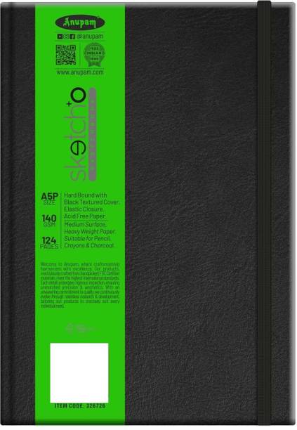 ANUPAM SketchO Sketchbook Hardbound Elastic Closure Portrait A5 Size, 140 GSM Sketch Pad