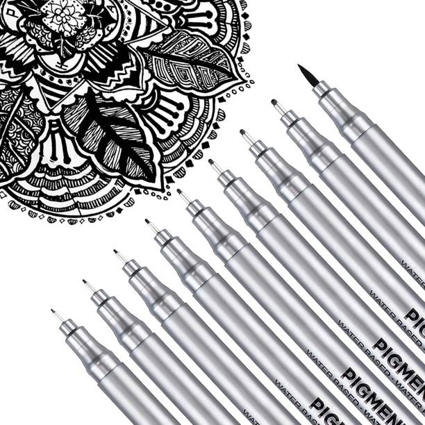 PIXORA Black Micro-Pen Fineliner Ink Pens, Waterproof Archival Ink, Drawing Pens Superfine Nib Sketch Pens  with Washable Ink