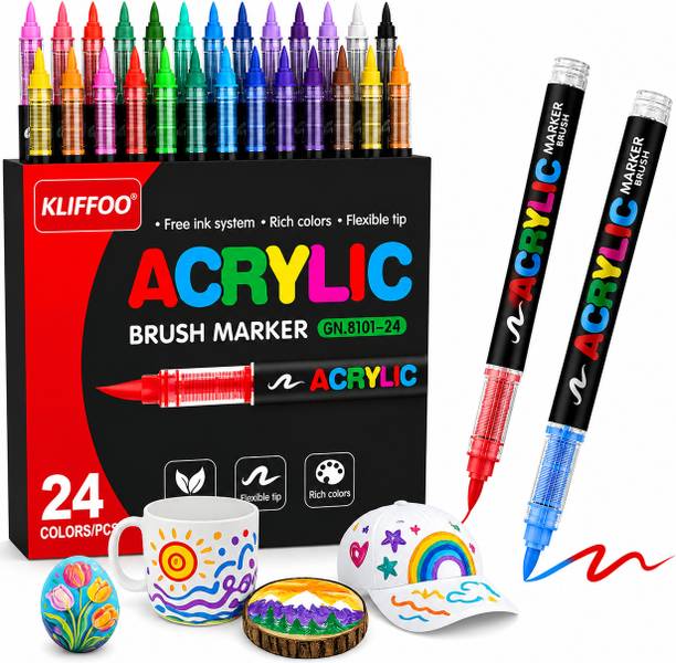 TOYTRIBE Acrylic Brush Marker Flexible Brush Tip Nib Nib Sketch Pen