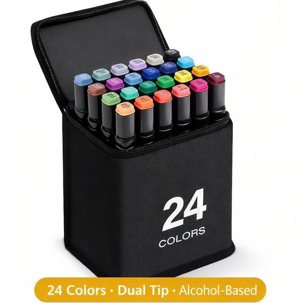 HOMSUKH acrylic marker pens,sketch pen set,markers for drawing Twin Head Chisel & Ultra Fine Permanent Colouring Marker Pens Nib Nib Sketch Pens with Washable Ink