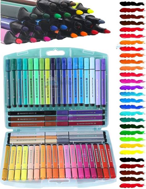JETVEEK Sketch Pens Set Kids Artists Sketching Drawing 48 Pc Dual Tip Highlighter Nib Sketch Pen