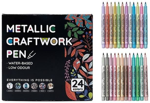 pazenote Metallic Series Brush Nib Nib Sketch Pens with Washable Ink