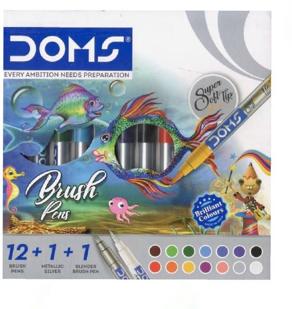 DOMS Brush Pen Dark Shades Brush Nib Sketch Pens with Washable Ink