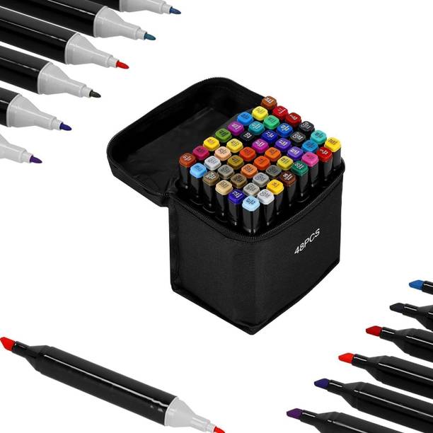 Wengonvila 48 Pieces Marker Pen Dual Tip Art Markers sketch pen Color Markers Pen Nib Sketch Pens  with Washable Ink