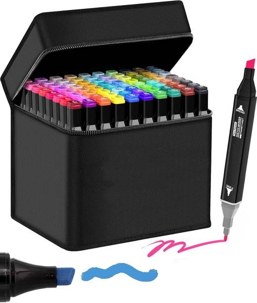 KRUJYAM Bullet and Calligraphy Alcohol Ink Touch Dual Tip Art Marker Series Durable & Long-Lasting Nib Nib Sketch Pens