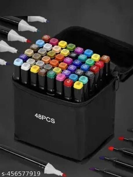 Okara 48 Marker Set – Vibrant Colors for Sketching, Drawing & Scrapbooking Dual-Tip Design: Vibrant Art & Coloring Set for Kids & Adults Nib Sketch Pens with Washable Ink