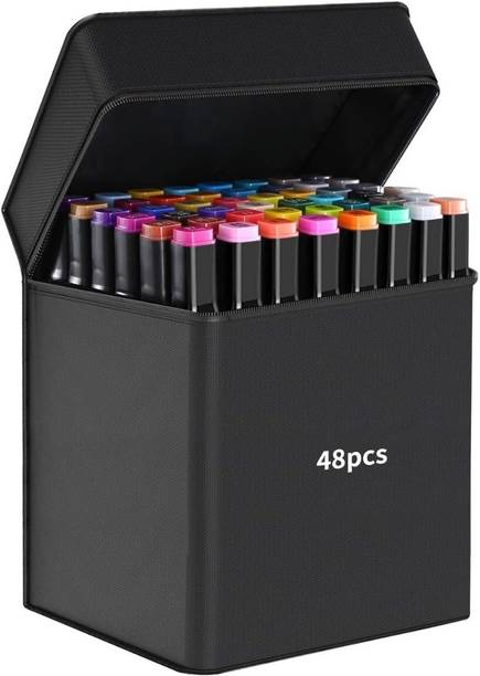 ZENVO Dual Tip Art Markers-48 E872 48 PCS Bullet and Calligraphy Alcohol Ink Marker Nib Sketch Pens