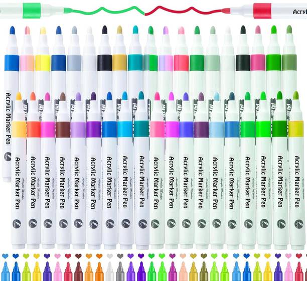 Harinder 48 Shades Acrylic Paint Markers – Fine Tip for Rock, Wood, Glass, DIY & Crafts