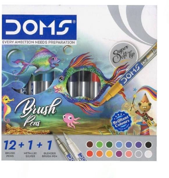 DOMS Brush Pen Dark Shades Brush Nib Sketch Pens with Washable Ink