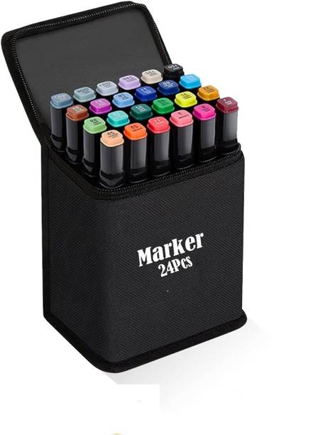 Arrolliant 24pc Sketching Dual Markers Fine and Chisel Tip for Manga Anime Drawing