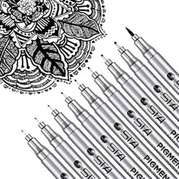 Prendo Trading Black-Fineliner Fineliner Pen Thickness 0.05-0.8 Nib Sketch Pens  with Washable Ink
