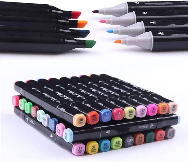 Wengonvila 48 Pieces Marker Pen Colourful Art Markers Sketch Pens For Painting, Sketching,Drawing & Coloring Nib Nib Sketch Pens  with Washable Ink