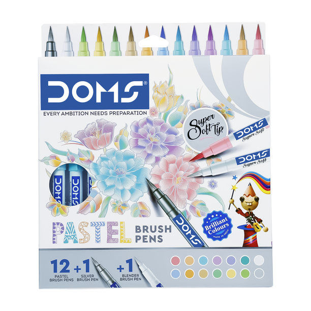 DOMS Pastel Super Soft Brush Tip Nib Sketch Pens with Washable Ink