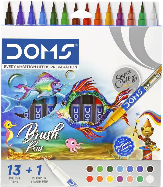 DOMS 14 Shades Brush Pen Box Pack Brush Tip Nib Sketch Pens