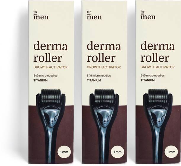 Formen Derma Roller for Hair & Beard Growth 1mm | 540 Titanium Needles for Hair Regrowth (Pack of 3)