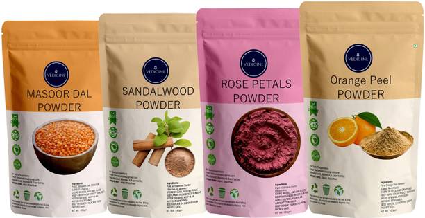 VEDICINE Masoor Dal Powder Sandalwood Rose Petals Orange Peel Powder For Face and Skin