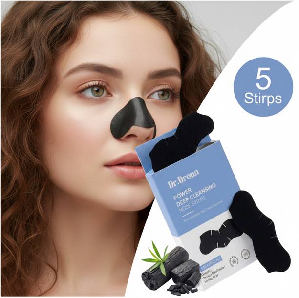 Dr.Droun Activated Charcoal Nose Strips Blackhead Remover Pore Cleansing Strips for Oily Skin Acne Control Deep Clean Peel Off Mask for Men & Women Instant Black & Whitehead Removal (10 Strips)